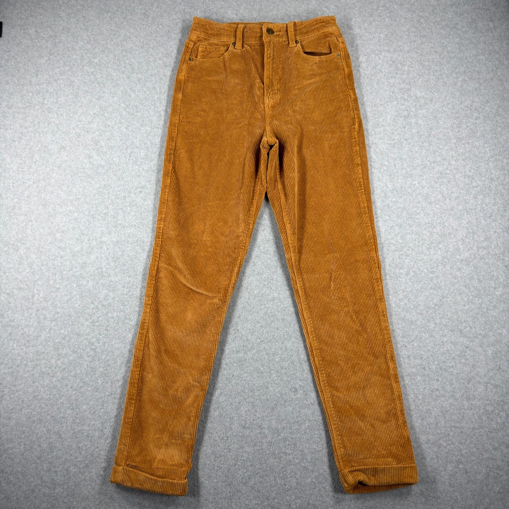 American Eagle Super Stretch Corduroy Pants Mustard Yellow Womens 00 Regular